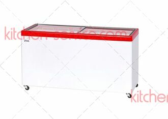 Ларь морозильный со стеклянной крышкой МЛП-500 (красный) СНЕЖ