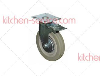 Колесо 50мм серая мягкая резина поворотное с тормозом (металл) 50мм (SCGB25) (5054050М)