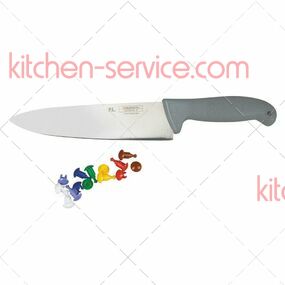 Нож поварской 25 см с цветными кнопками PRO-Line серая ручка P.L. PROFF CUISINE (KB-1801-250-GY201-RE-PL)