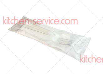 Комплект №5 Премиум прозрачный (прозрачный нож, вилка, ложка, зубочистка, салфетка белая большая) СТУДИОПАК
