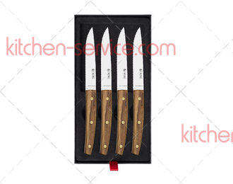 Набор ножей для стейка (ручки из оливы с латунными заклепками) 43700.ST06000.004 ICEL
