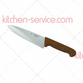 Нож поварской 20 см волнистое лезвие коричневая ручка PRO-Line P.L. PROFF CUISINE (KB-7501-200S)