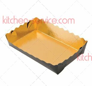 Контейнер для кондитерских изделий 16x10x3,5 см двусторонний - золотой-черный картон GARCIA DE POU (147.46)