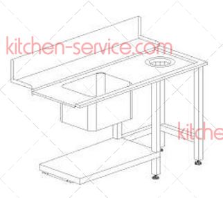 Стол для грязной посуды Т80E DX (правый) DIHR