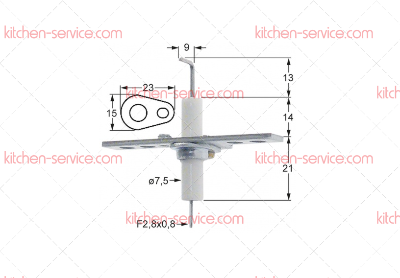 Электрод зажигания 7,5x35 мм для печи (5020143) Электрод зажигания 7,5x35 мм для печи (5020143)