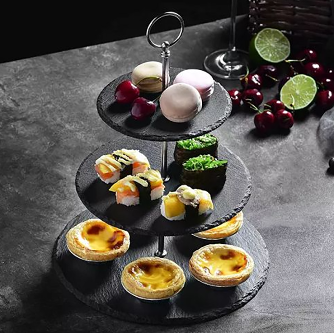 Этажерка 3-х ярусная 44 см, черная, сланец MGprof Этажерка 3-х ярусная 44 см, черная, сланец MGprof