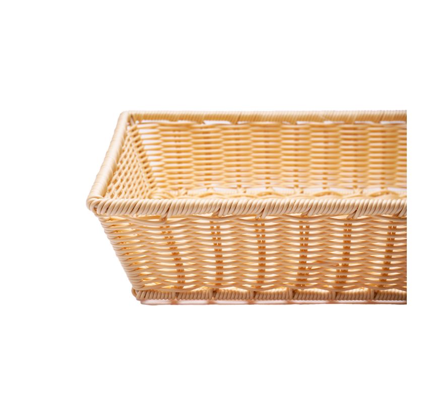 Корзина для хлеба прямоугольная 53х32,5х10 см бежевая полиротанг MGprof Корзина для хлеба прямоугольная 53х32,5х10 см бежевая полиротанг MGprof