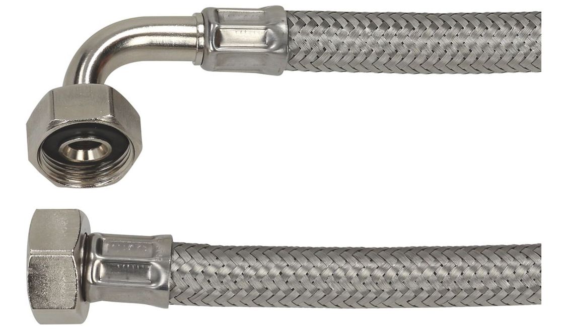 Шланг гибкий оплётка из хромоникелевой стали изогнутый DN12 Шланг гибкий оплётка из хромоникелевой стали изогнутый DN12