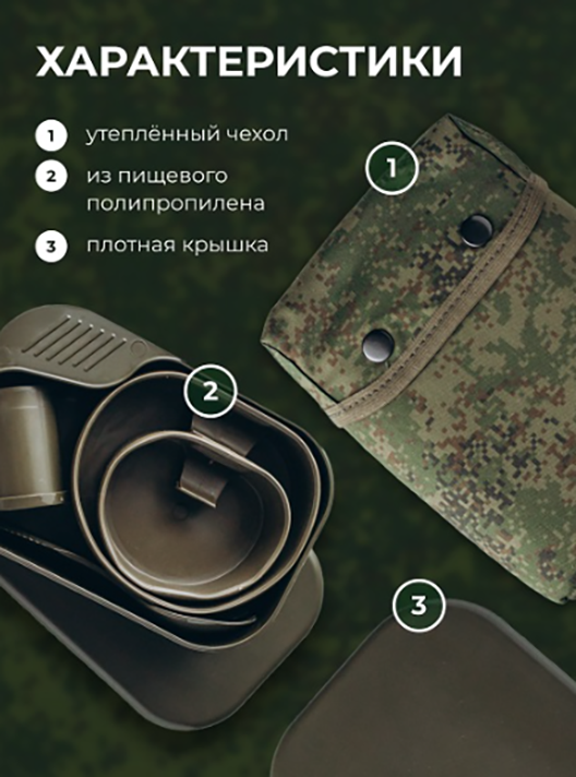 Набор посуды походный 6 предметов в зеленом чехле MGprof Набор посуды походный 6 предметов в зеленом чехле MGprof