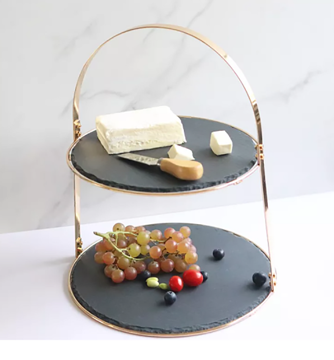 Этажерка 2-х ярусная 35 см, черная, сланец MGprof Этажерка 2-х ярусная 35 см, черная, сланец MGprof