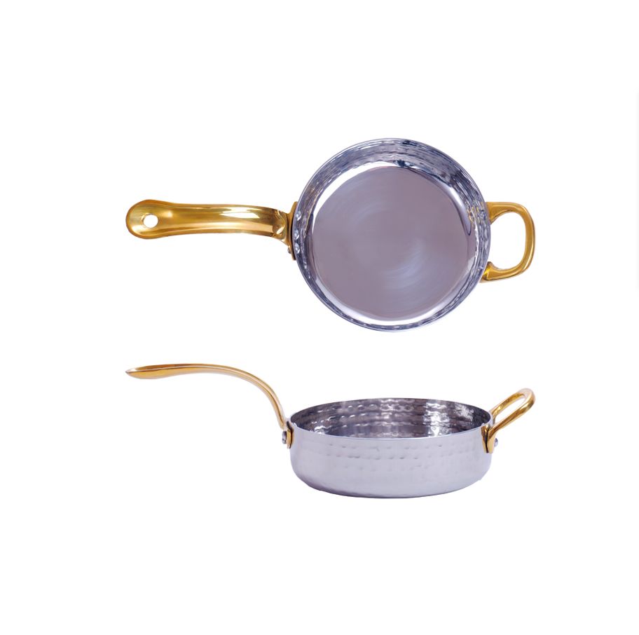 Сковорода порционная 12 см, 0,4 л, нержавейка, глубокая с 2 ручками латунь MGSTEEL Сковорода порционная 12 см, 0,4 л, нержавейка, глубокая с 2 ручками латунь MGSTEEL