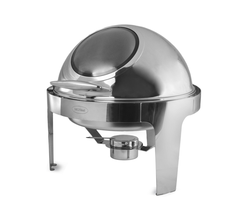 Чафиндиш (мармит) 6 л круглый со стеклянной крышкой Roll-Top MGSTEEL Чафиндиш (мармит) 6 л круглый со стеклянной крышкой Roll-Top MGSTEEL