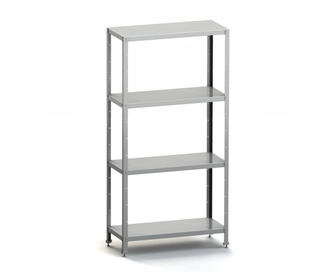 Стеллаж кухонный 800x300x1600 мм, 4 сплошные полки нержавеющие, стойки нержавеющие, разборный MGSTEEL Стеллаж кухонный 800x300x1600 мм, 4 сплошные полки нержавеющие, стойки нержавеющие, разборный MGSTEEL