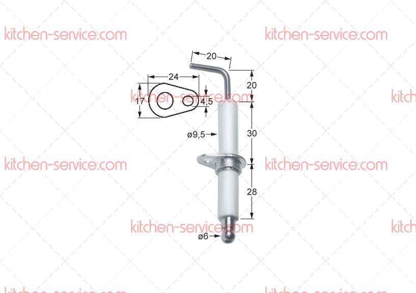 Электрод зажигания 9,5x60 мм для печи (3020205) Электрод зажигания 9,5x60 мм для печи (3020205)