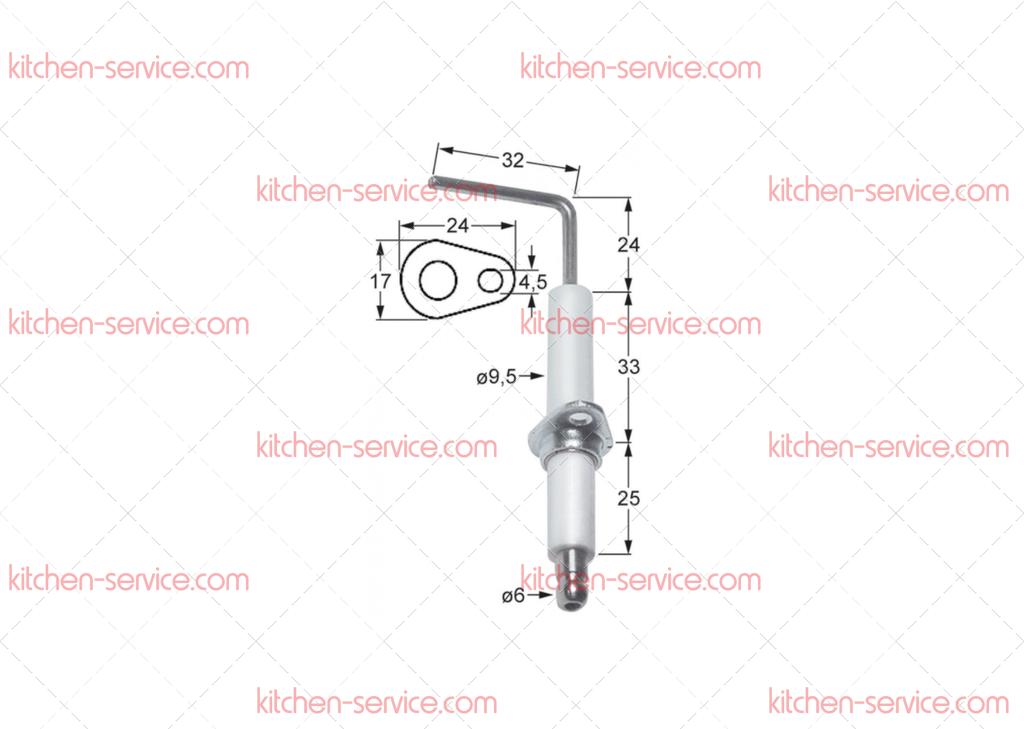 Электрод зажигания 9x60 мм для печи (3020204) Электрод зажигания 9x60 мм для печи (3020204)