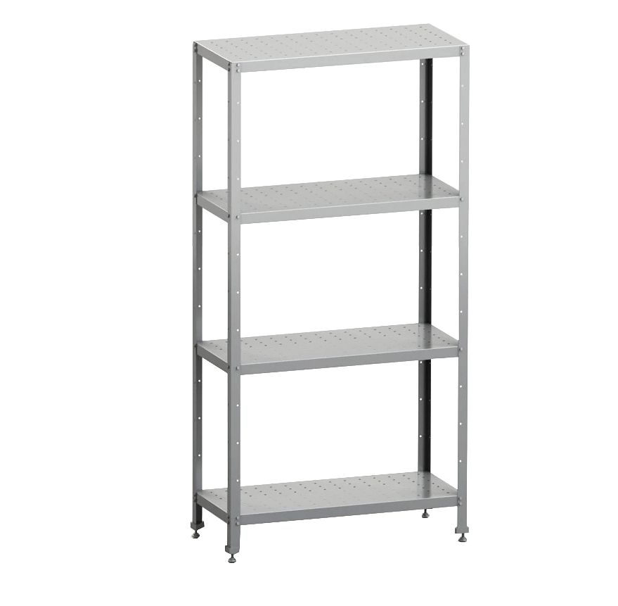 Стеллаж кухонный 1000х600х1800 мм, 4 перфорированные полки нержавеющие, стойки нержавеющие, разборный MGSTEEL Стеллаж кухонный 1000х600х1800 мм, 4 перфорированные полки нержавеющие, стойки нержавеющие, разборный MGSTEEL