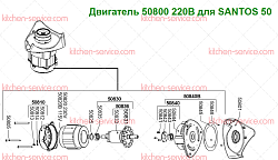 Двигатель 220 В для SANTOS (50800)