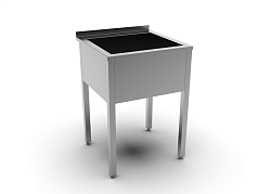 Ванна моечная односекционная 600х600х870 мм с бортом, сварная, нержавеющая сталь MGSTEEL