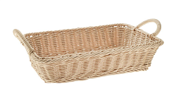 Корзина для хлеба прямоугольная 44х34 см, с ручками, бежевая, полиротанг MGprof