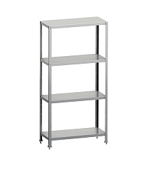 Стеллаж кухонный 1200х600х1600 мм, 4 сплошные полки нержавеющие, стойки нержавеющие, разборный MGSTEEL