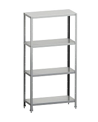 Стеллаж кухонный 1500х400х1800 мм, 4 сплошные полки нержавеющие, стойки оцинкованные, разборный MGSTEEL