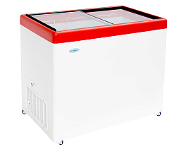 Ларь морозильный с прямым стеклом МЛП-350 (красный) СНЕЖ