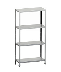 Стеллаж кухонный 1000x400x1600 мм, 4 сплошные полки нержавеющие, стойки нержавеющие, разборный MGSTEEL