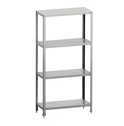 Стеллаж кухонный 1000x500x1800 мм, 4 сплошные полки нержавеющие, стойки нержавеющие, разборный MGSTEEL