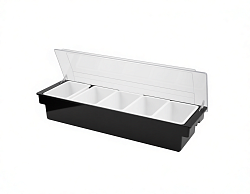 Контейнер для фруктов, специй и соусов 5 отделений по 0,55 л, черный пластик MGprof