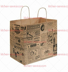 Пакет бумажный с ручками Газета 32-21x28,5 см, крафт-бумага GARCIA DE POU (222.28)