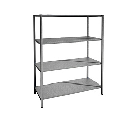 Стеллаж кухонный 1200х500х1600 мм, 4 сплошные полки нержавеющие, стойки нержавеющие, сварной MGSTEEL