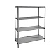 Стеллаж кухонный 1200х500х1600 мм, 4 сплошные полки нержавеющие, стойки нержавеющие, сварной MGSTEEL