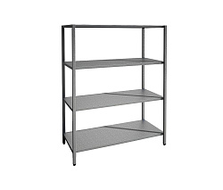 Стеллаж кухонный 700х600х1800 мм, 4 сплошные полки нержавеющие, стойки нержавеющие, сварной MGSTEEL