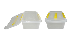 Контейнер для продуктов прямоугольный 6 л, 30х23х12 см, с ручкой и желтым зажимом MGprof (1706)