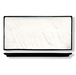 Блюдо с черным основанием 36х15 см Relief прямоугольное фарфоровое P.L. PROFF CUISINE (CDP010W)