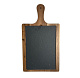 Блюдо для подачи прямоугольное 45х25 см 1,4 см черное, сланец, на деревянной подставке с ручкой MGprof