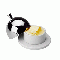 Масленка с крышкой круглая 9 см белая APS