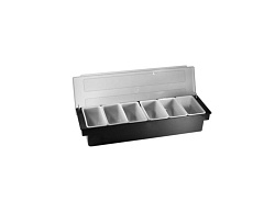 Контейнер для фруктов, специй и соусов 6 отделений по 0,47 л черный, пластик MGprof