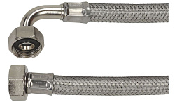 Шланг гибкий оплётка из хромоникелевой стали изогнутый DN12