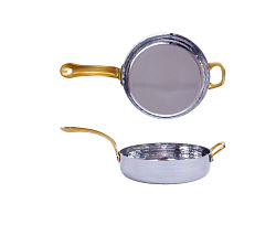 Сковорода порционная 15,5 см, 0,7 л, нержавейка, глубокая с 2 ручками латунь MGSTEEL