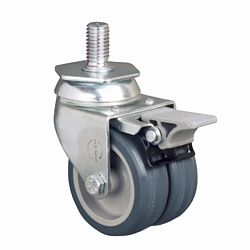 Колесо 50 мм аппаратное сдвоенное с болтом М10 с тормозом (ET05 MKT 50 F)