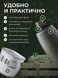 Фляга с котелком походная в зеленом чехле MGprof