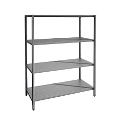 Стеллаж кухонный 1600х600х1800 мм, 4 сплошные полки нержавеющие, стойки нержавеющие, сварной MGSTEEL