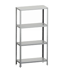 Стеллаж кухонный 800х600х1600 мм, 4 сплошные полки нержавеющие, стойки нержавеющие, разборный MGSTEEL