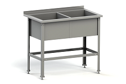 Ванна моечная двухсекционная 1000х700х870 мм с бортом, разборная, нержавеющая сталь MGSTEEL