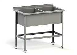 Ванна моечная двухсекционная 1200х600х870 мм с бортом, разборная, нержавеющая сталь MGSTEEL