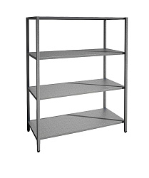 Стеллаж кухонный 1200х600х2000 мм, 4 сплошные полки нержавеющие, стойки нержавеющие, сварной MGSTEEL