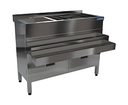 Станция барная 1050х450(570)х820 мм, 1 рейл, 2 ящика КАМИК