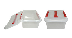Контейнер для продуктов прямоугольный 6 л, 30х23х12 см, с ручкой, с красным зажимом MGprof (1706)