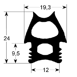Уплотнитель 695x485 мм для стекла печи (3786098)